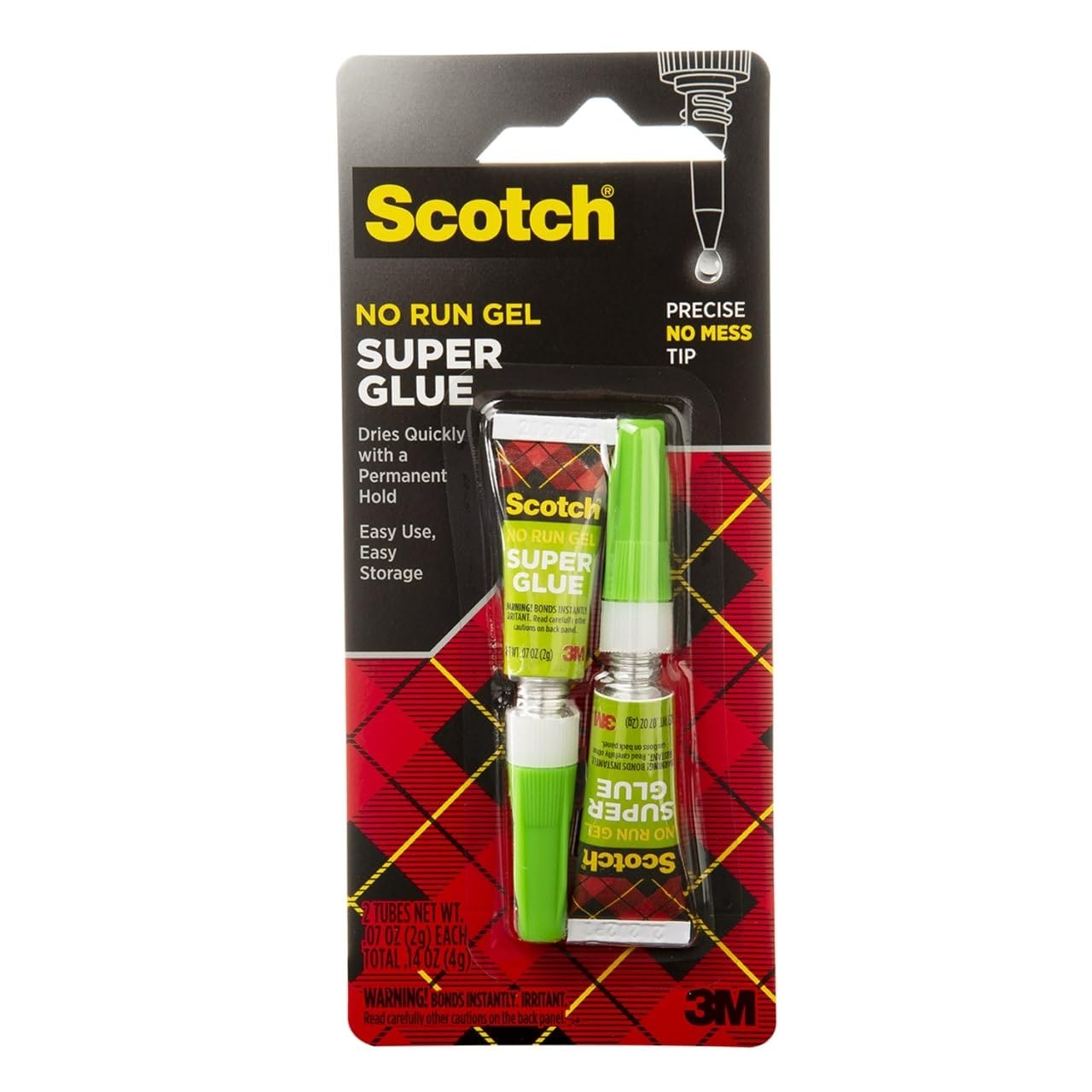 Clear Super Glue Gel, 0.7 oz Tubes, 2-Pack for Reliable Crafting Solutions