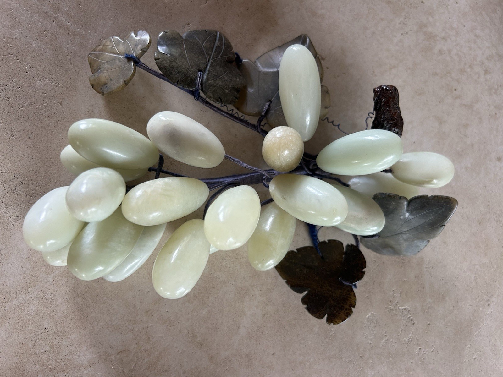 3 Vintage Jade Nephrite Celadon Stone Green Grape Clusters