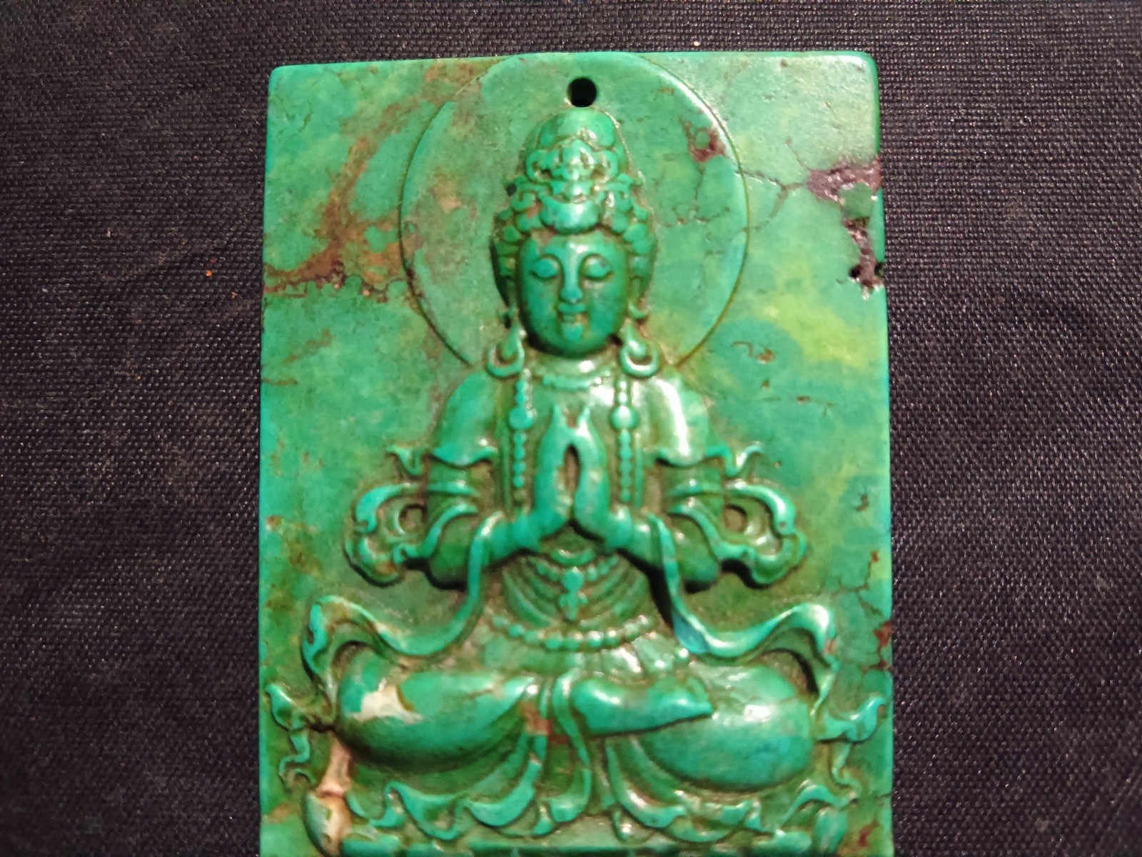 Good Quality Chinese Old Turquoise Hand Carved *KwanYin* Pendant