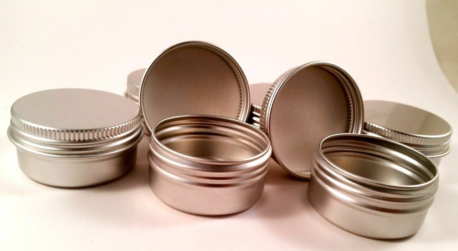 24 Set (48 pcs) 2oz Aluminum Round Screw top Metal Tins,Can,Jar Container N Lid.