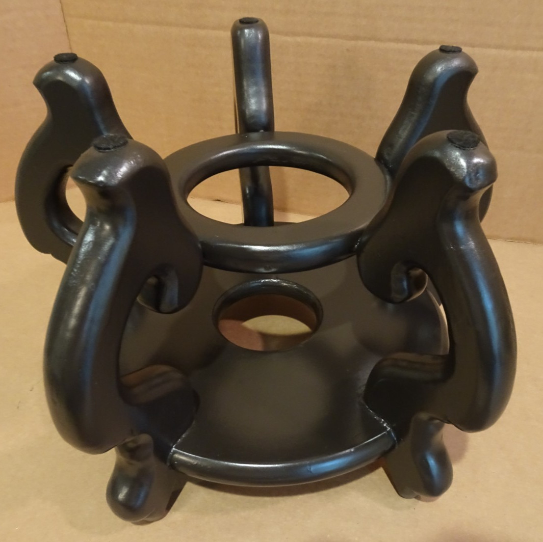 Asian Wood Stand 5 Leg Carved Pedestal Holds pot 8.5″ Diameter
