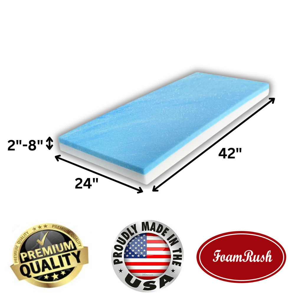 FoamRush 24″ x 42″ Cool Gel Memory Foam Bench Cushion Replacement USA