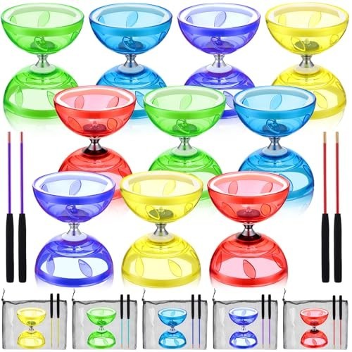 5 Set Chinese Diabolo Triple Bearing Yoyo 5” Multi-Color with Sticks & Bags