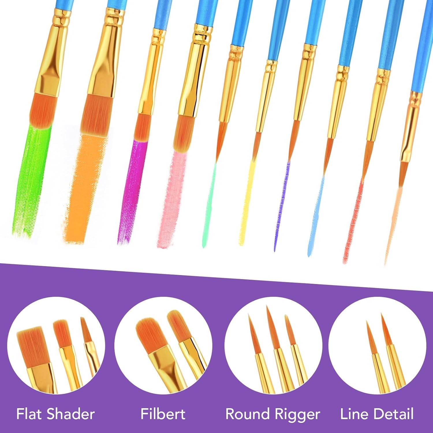 Acrylic Paint Brush Set, 12pack/120pcs Nylon Hair Paint Brushes, for Oil Pain…