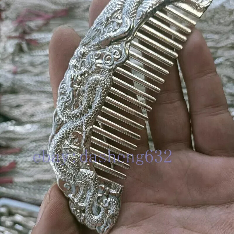 Exquisite Old Chinese handmade Dragon phoenix comb statue