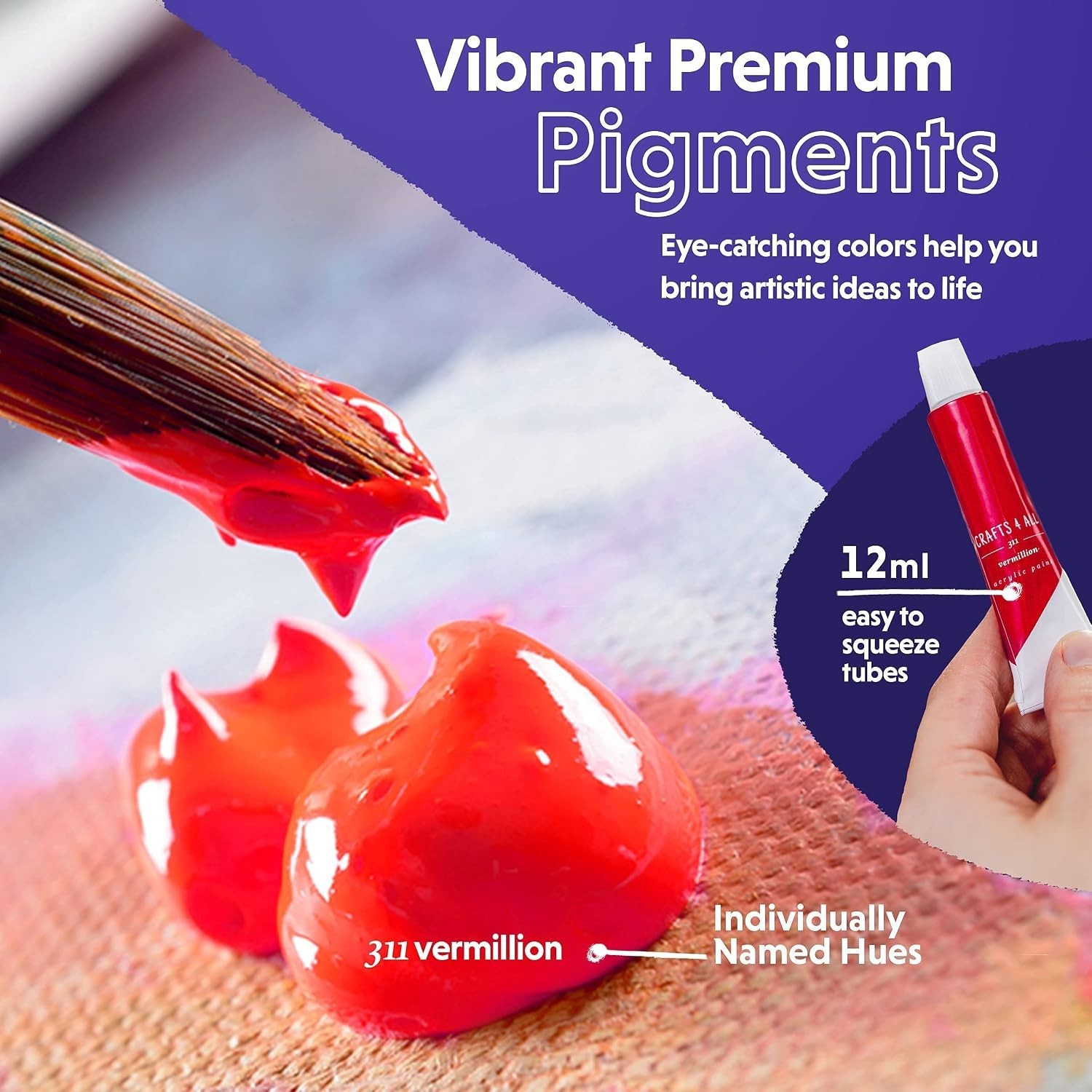 Easy-Blending Acrylic Paint Set – 12 Non-Toxic Colors for Artists & Crafters