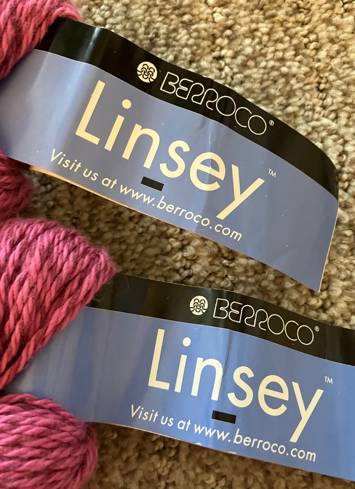 Almost 4 skeins of Berroco Linsey yarn in Purple color 6562 Geranium
