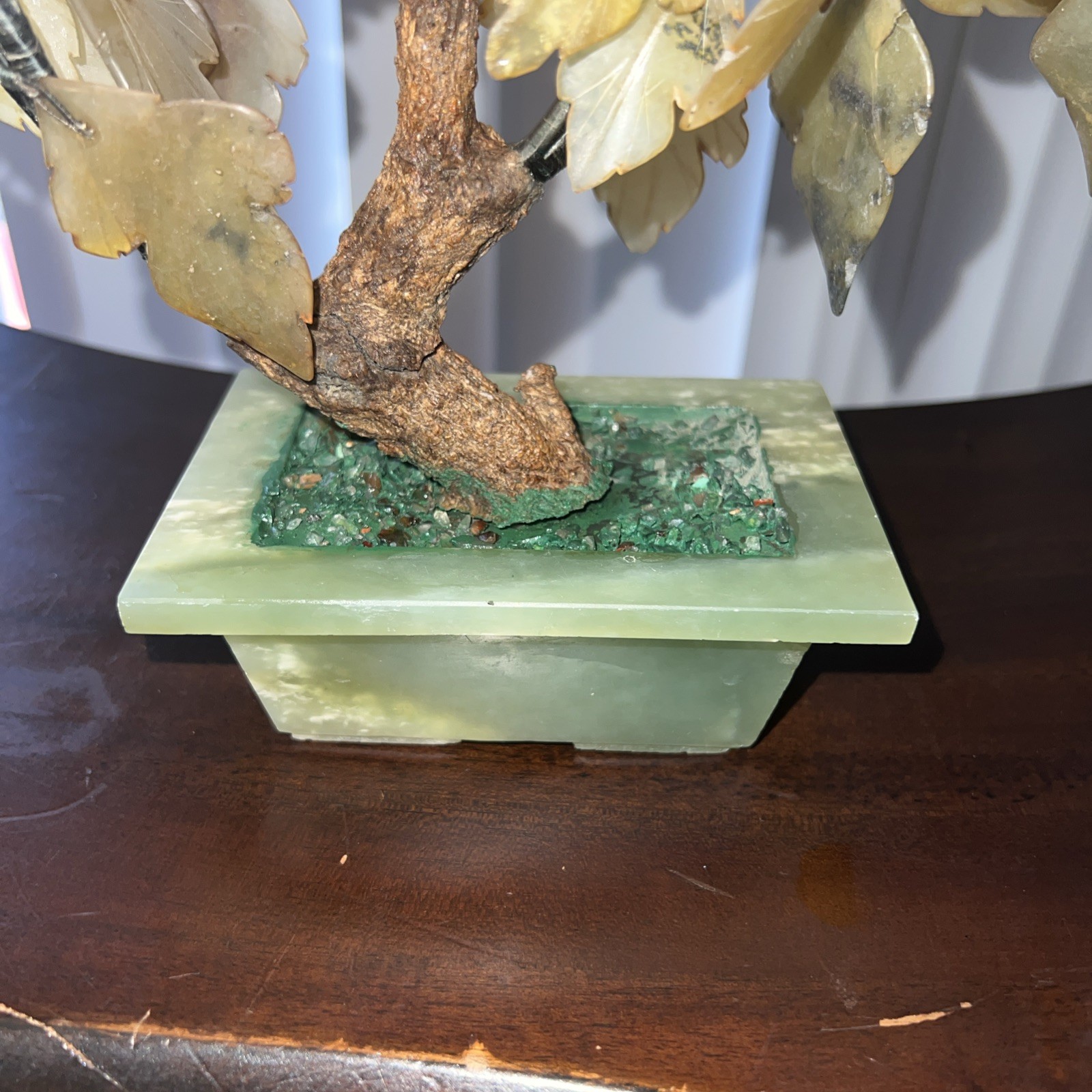 Vtg MCM Jade Agate Carnelian Quartz 14 x 12” Large Bonsai Tree