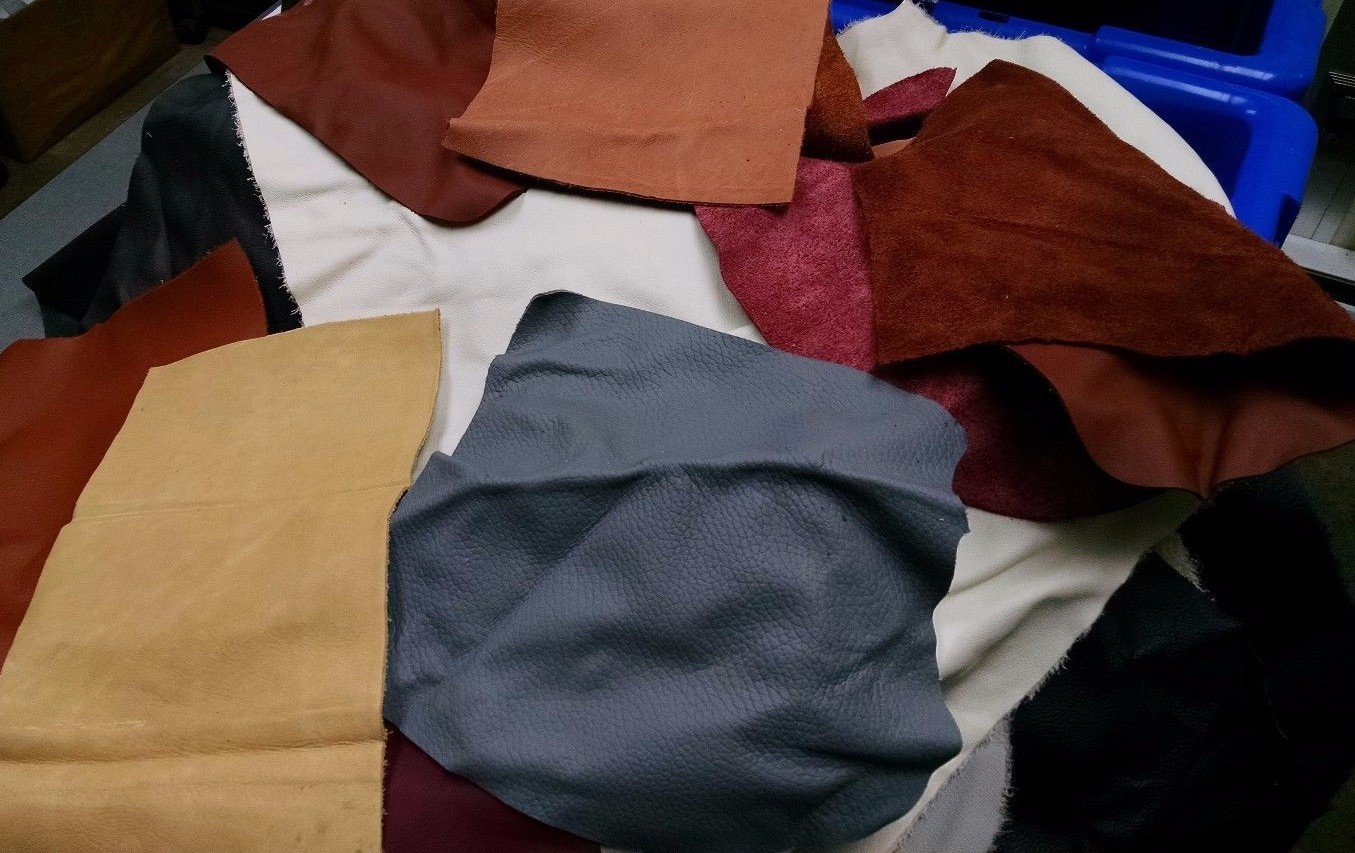 3 lbs Bulk Scrap Leather Trimmings 1 to 4 oz Cowhide Remnants Upholstery Craft