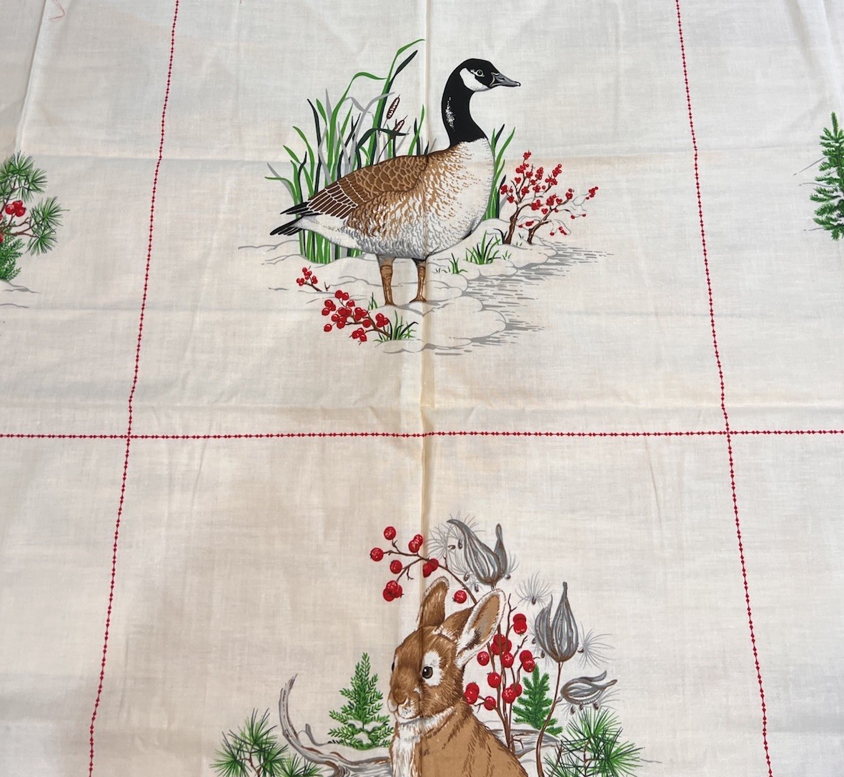 A WILDLIFE CHRISTMAS PICTURE BOOK panel quilt block FOX deer RACCOON Cranston