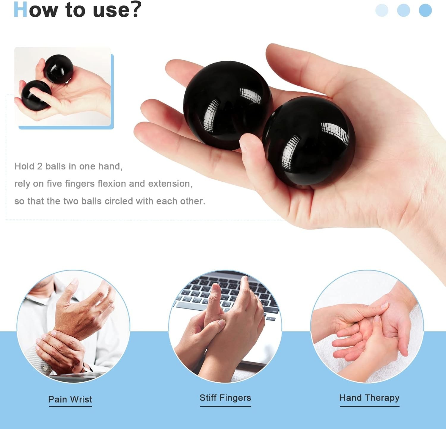 2 Pcs Black Obsidian Baoding Balls, Traditional Chinese Balls for Hand Therap…