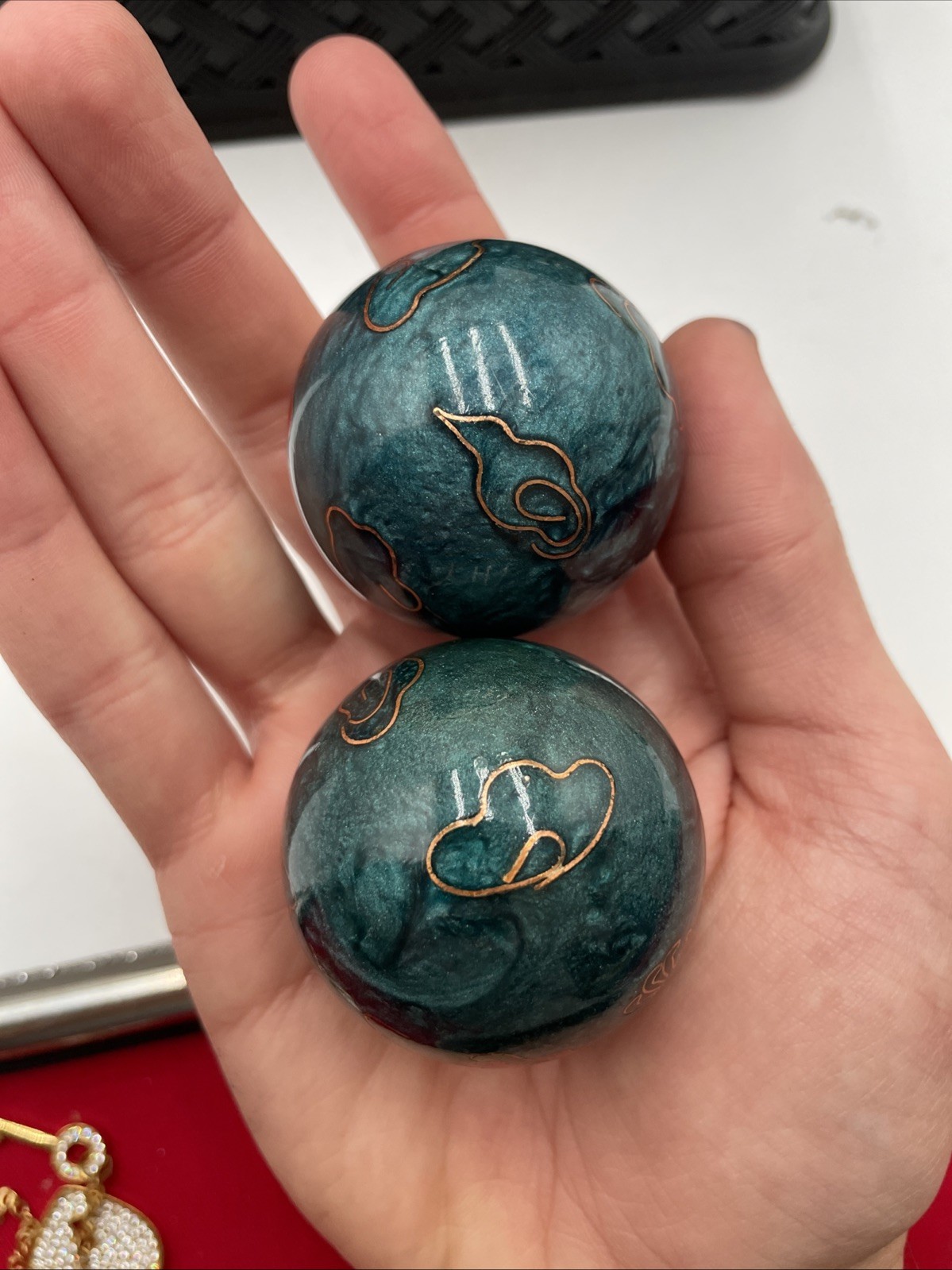 Vintage Shouxing Chinese Baoding Bals w/ Chime Dragons
