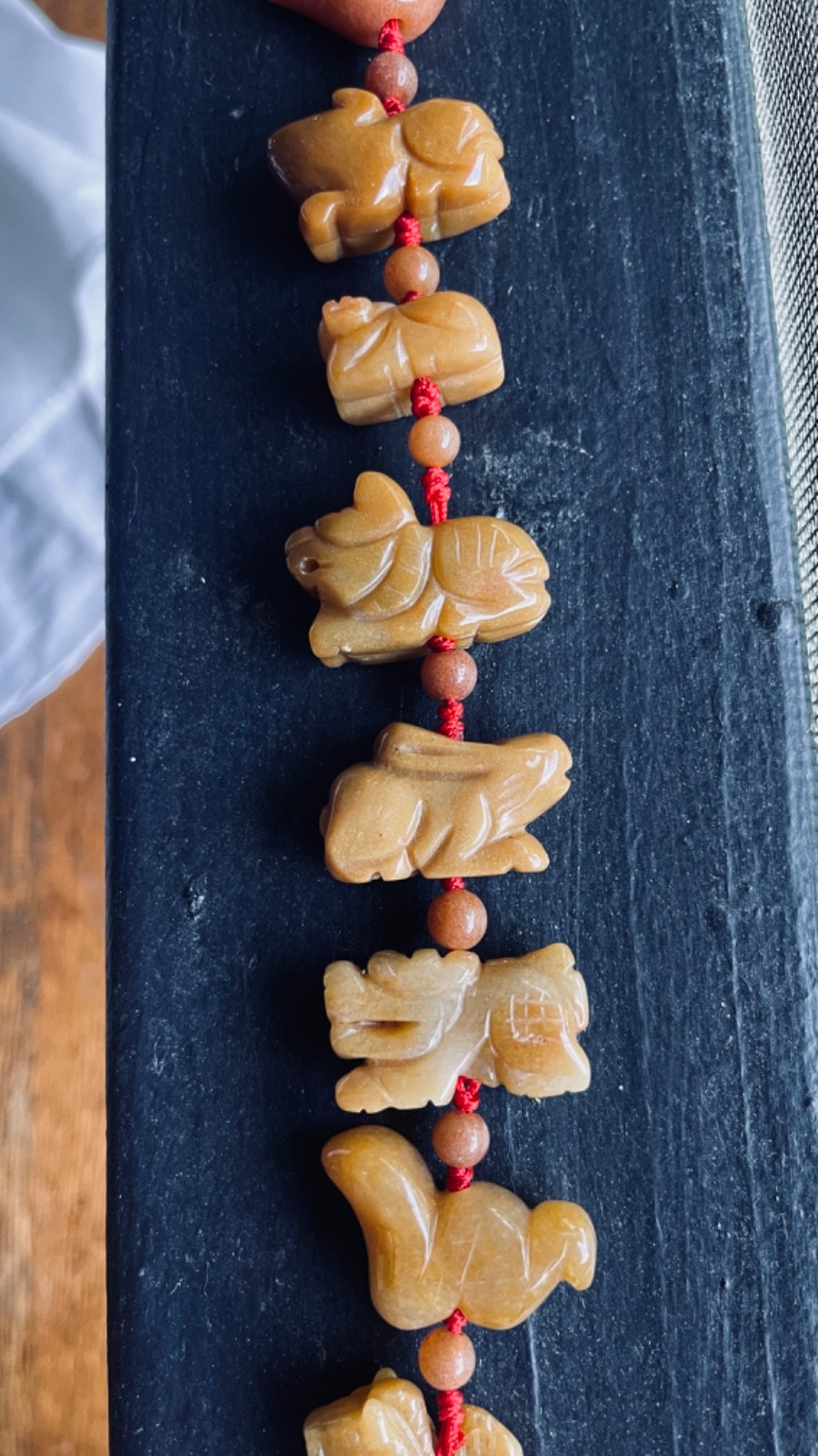 Vintage Chinese Zodiac Jasper Hanging Tassel: 19″ Long