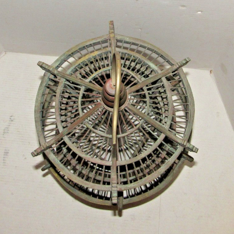 Vintage Chinese Wood Carved Pagoda Bird Cage, Oriental Geisha, Round