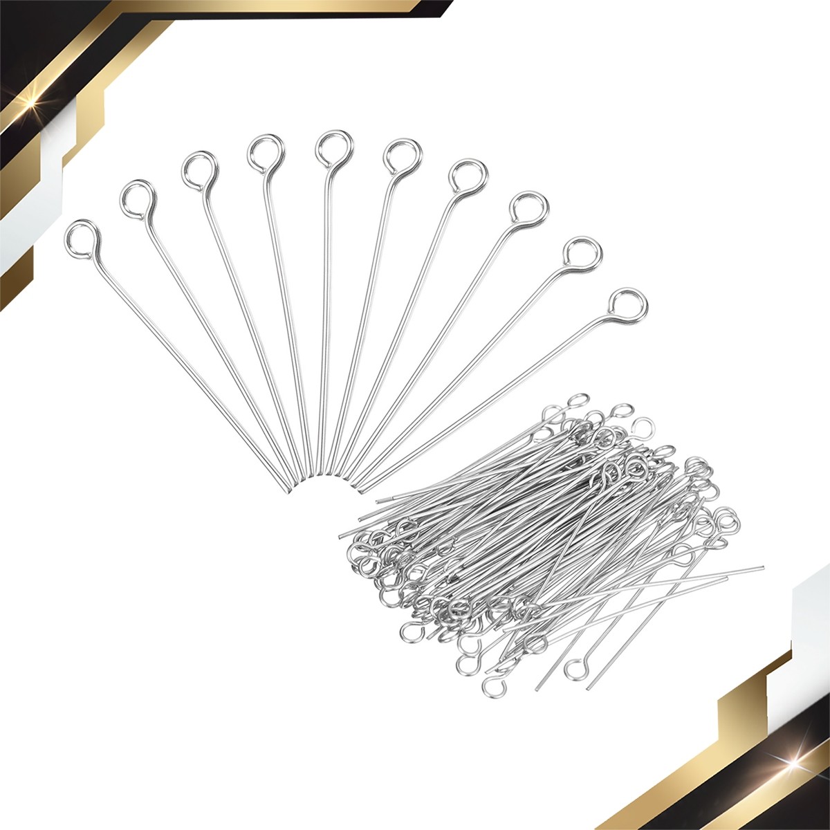1000 Pcs Eye Pins Jewelry Findings 22 Gauge 28mm Iron Eye 3.2mm Silver