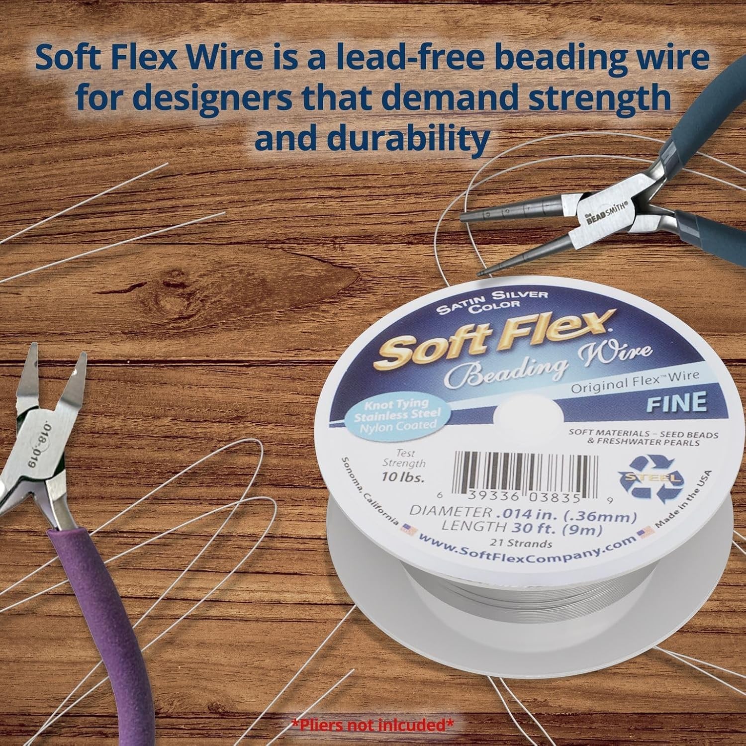 21 Strand Beading Wire – Fine 0.14 Diameter – 30 Feet Design Wire – Satin Silver