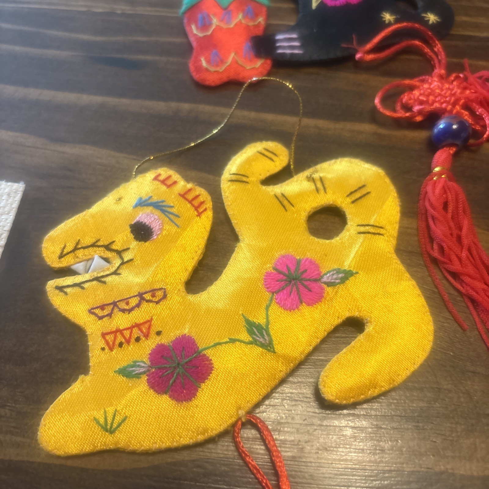 12 Handmade Chinese Embroidered Silk Animal Ornaments