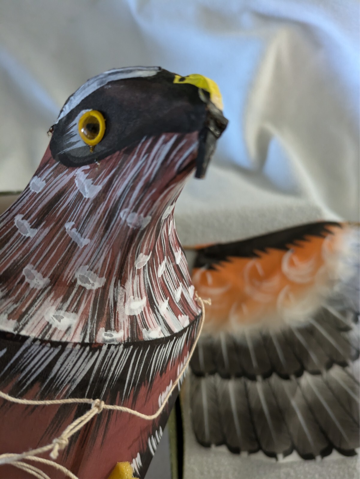 Vintage Chinese Silk & Bamboo Eagle Bird of Prey Kite with Box 36″ wingspan Rare