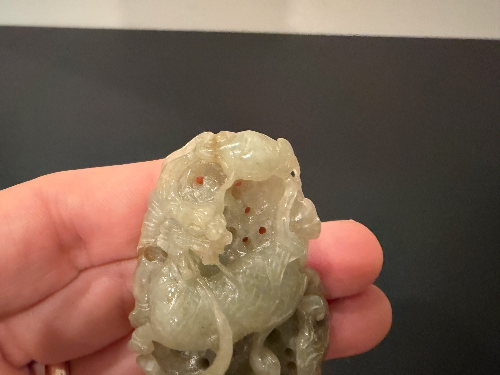 Chinese Unknown Age Hardstone Possibly Jade Carved Pendant Mythical Beast