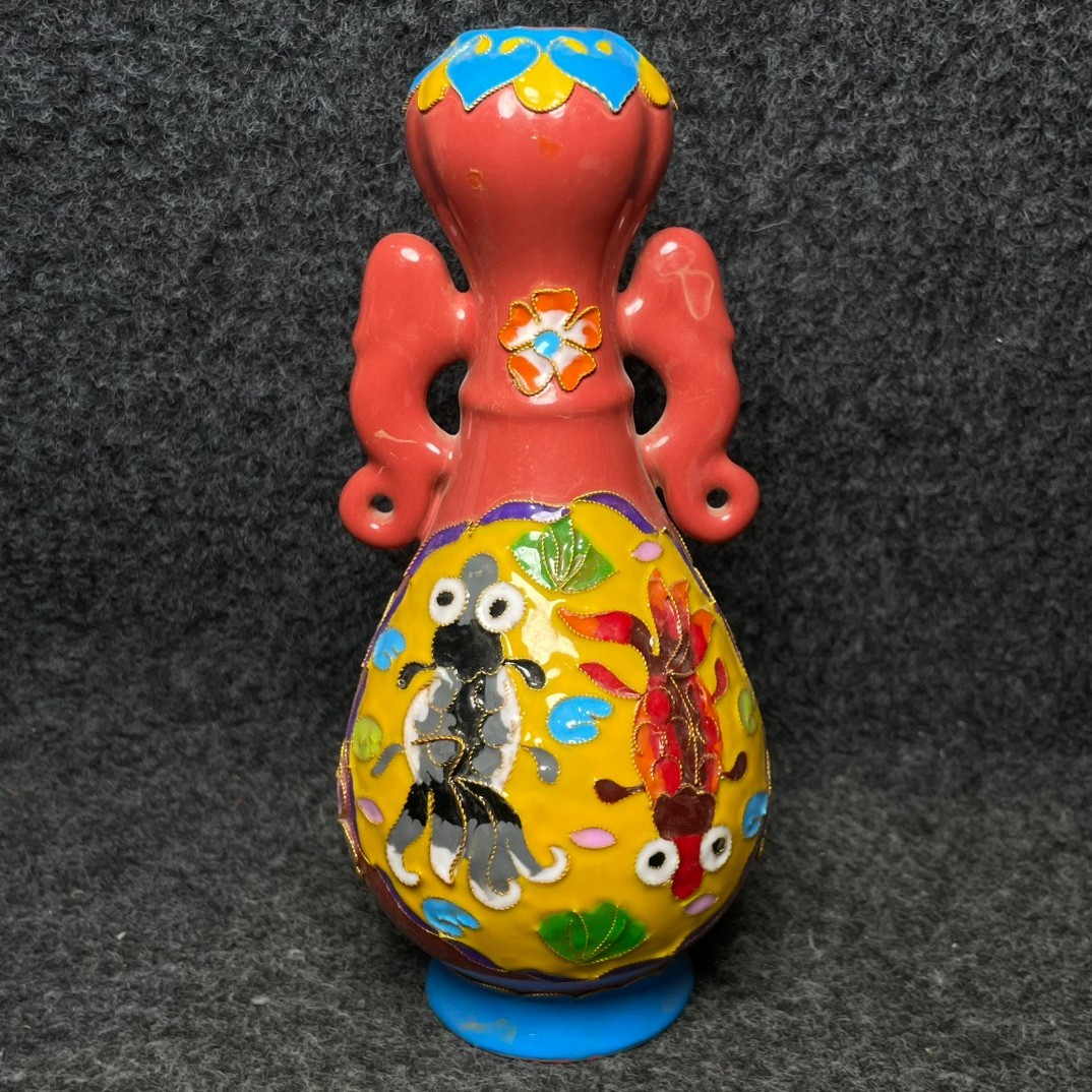 Imperial cloisonn é enamel multicolored glazed porcelain vase