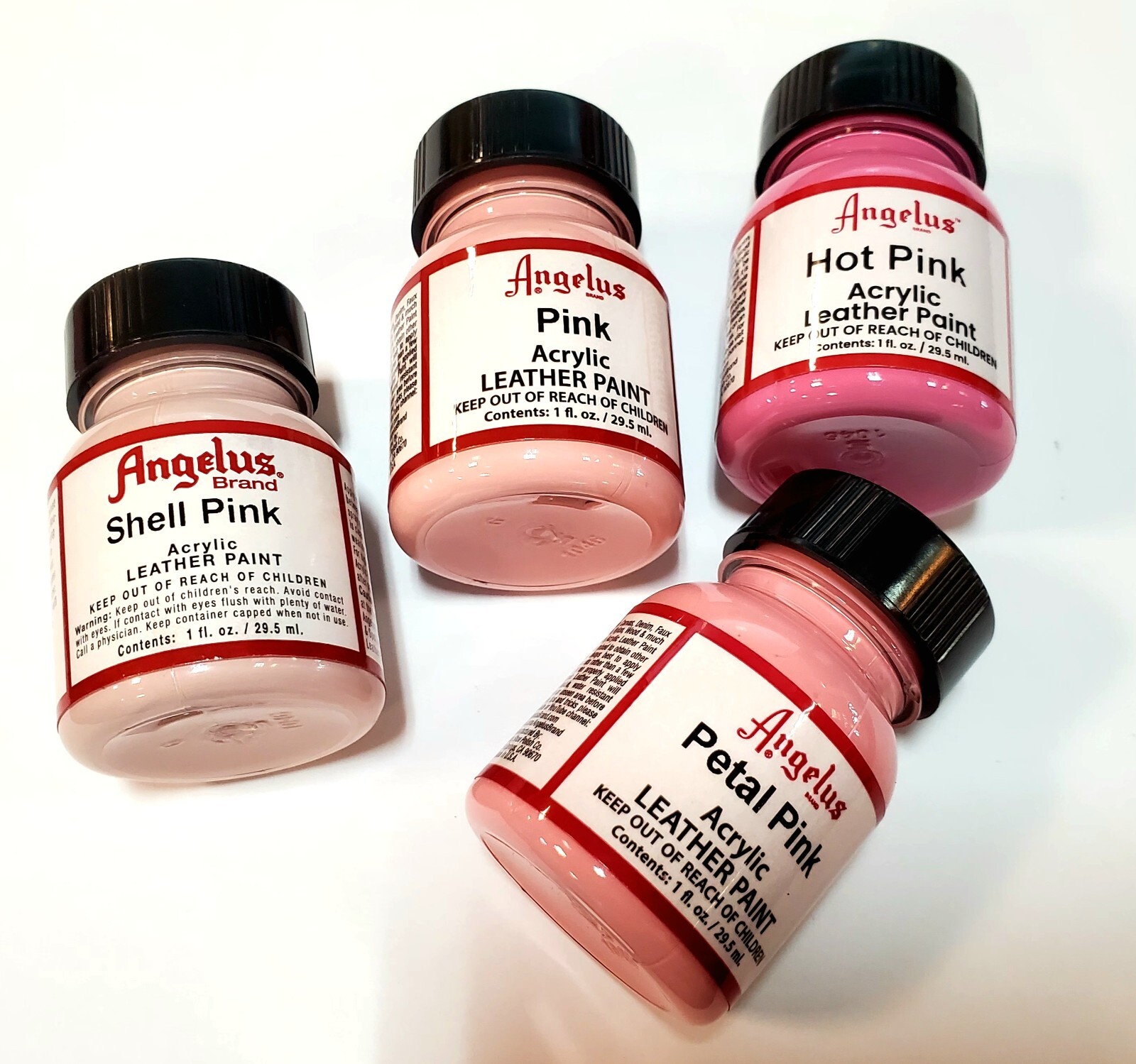 Angelus Brand Acrylic Leather Wood Plastic Paint Waterproof – Pink Colors 1 Oz