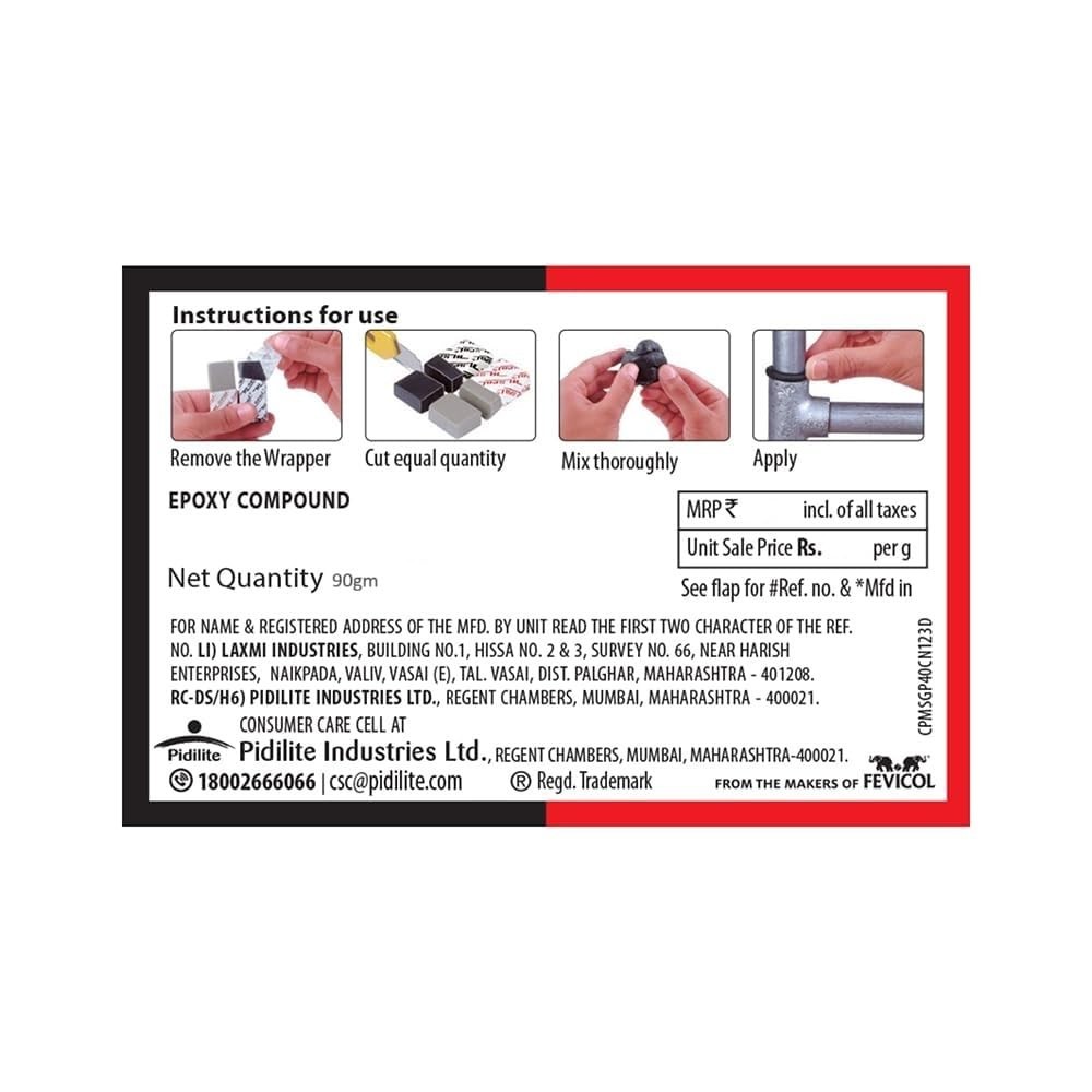 M-Seal Sealant Adhesive Regular Epoxy Putty Compound Pack of 6 (90g Each)