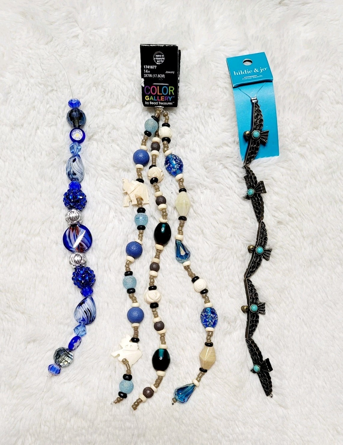 Hildie & Jo Stunning Glass & Metal Beads Unique Swirled Glass Metal Eagles NEW