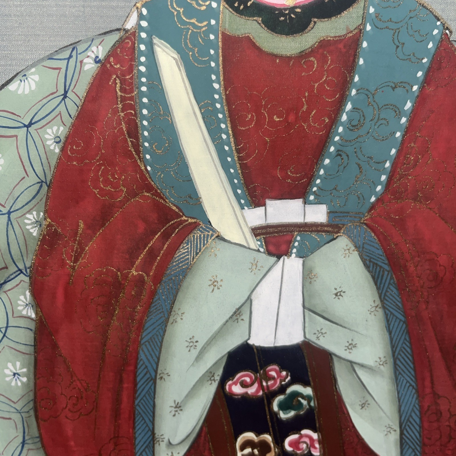 Elegant Mid-Century Chinese Ancestor Portrait Scrolls-Hand Painted Vintage Pair