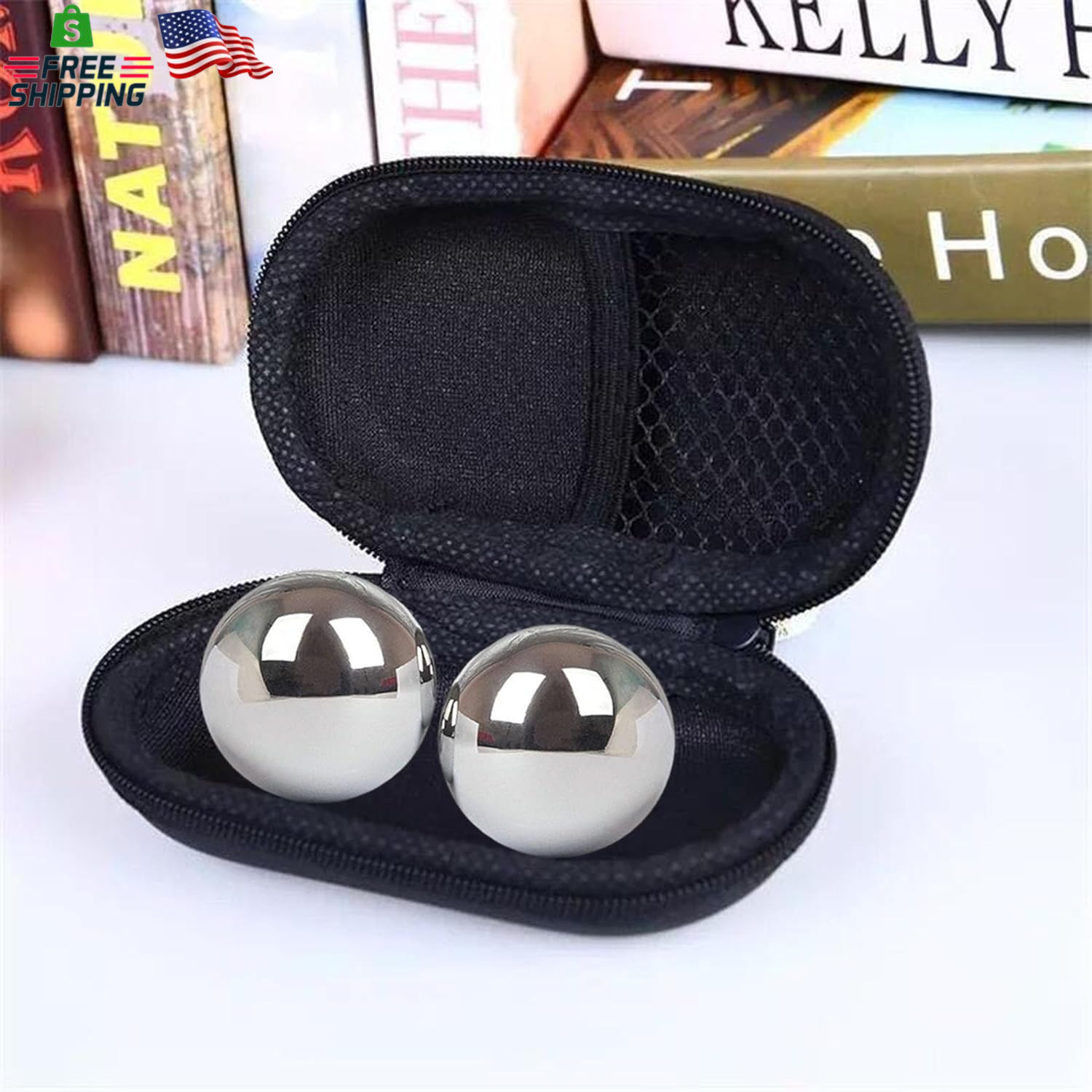 Stainless Steel Baoding Balls Set,1.57 Inches Chinese Health Balls, Metal Stress