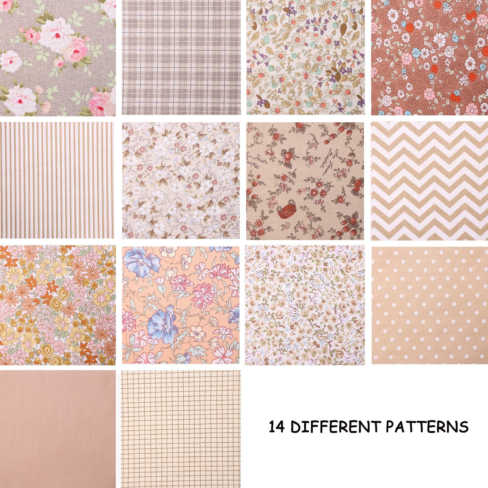 14pcs Cotton Fat Quarters Fabric Bundles 18×22 inch for Quilting, Sewing, Pat…