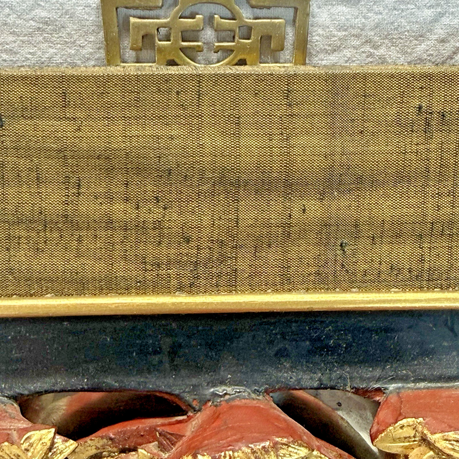 Hand Carved Antique Gilt Wood Panel from Peking 1830 Lion or Foo Dog Framed