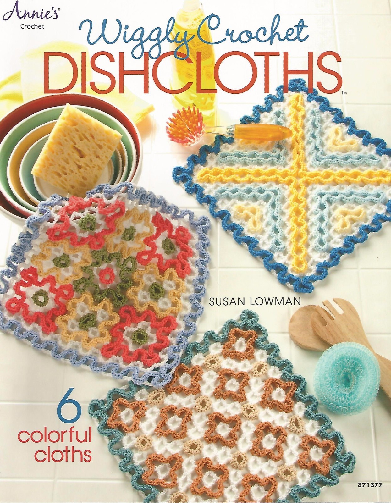 Wiggly Crochet Dishcloths Crochet Patterns Square Susan Lowman Annie’s Attic NEW