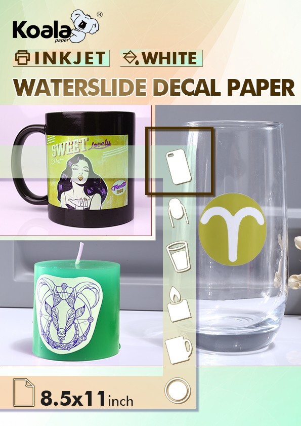 Koala Waterslide Decal Paper Inkjet WHITE 8.5×11 Water Slide Transfer 5 Sheets