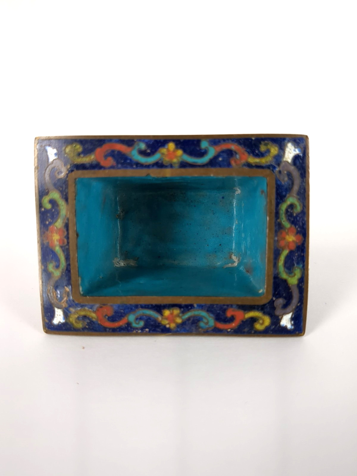 Vintage Chinese Cloisonne Miniature Bonsai Planter Blue 1.5 x 2.5 x 2