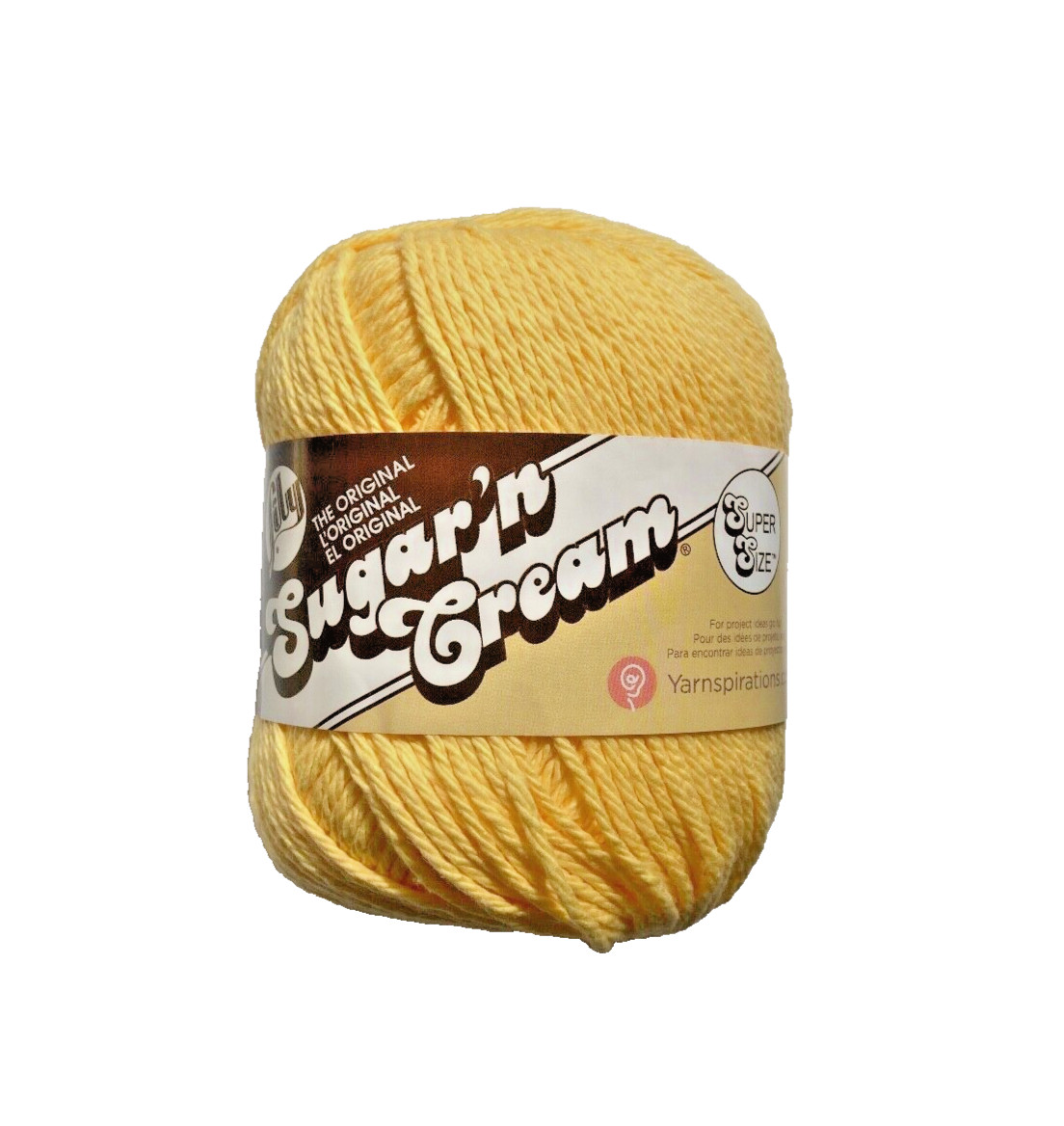 Lily Sugar’n Cream Super Size Worsted Cotton Yarn, Yellow, 4oz (113g), 1 skein
