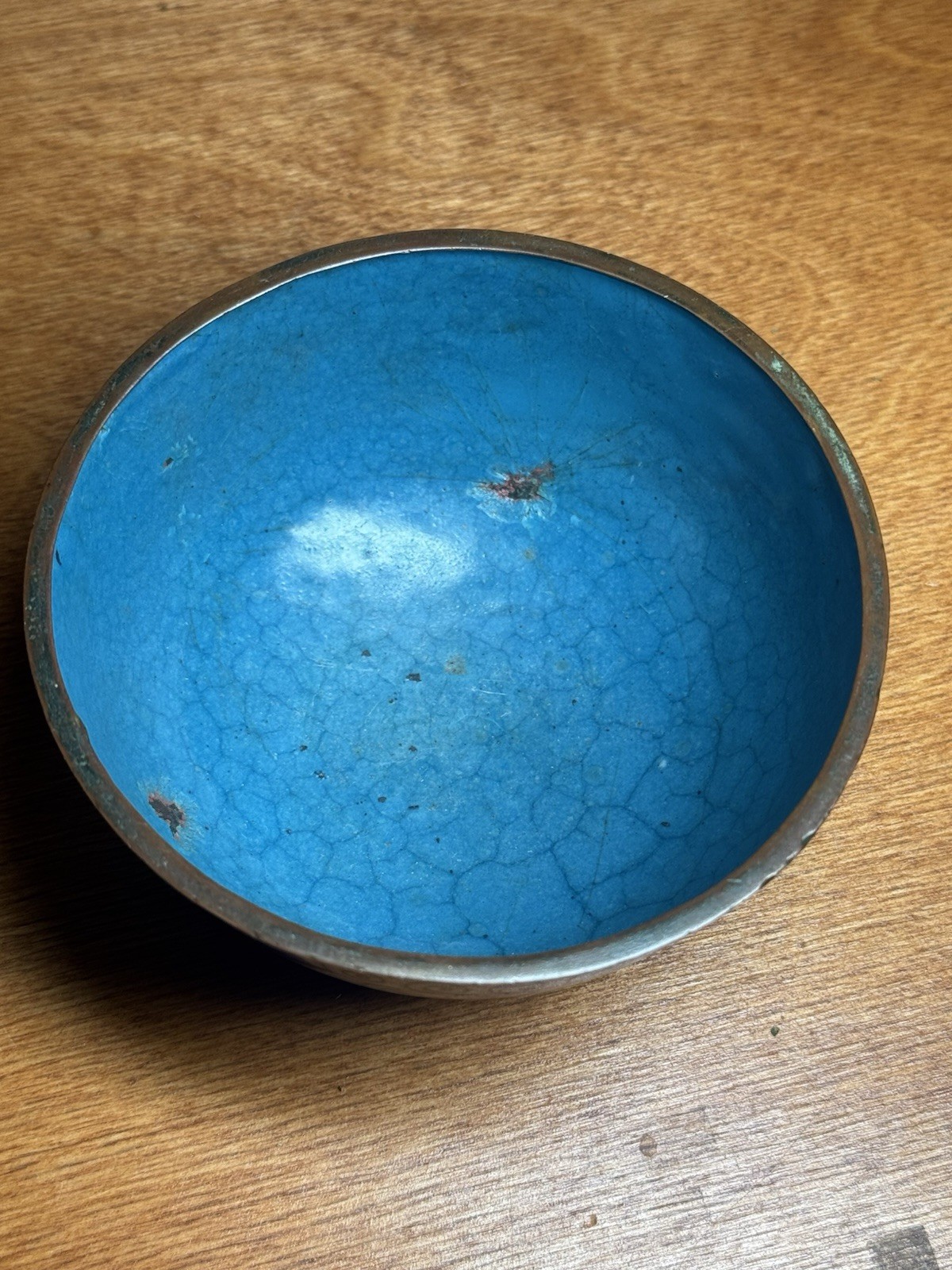 Antique Chinese Cloisonne Bowl Dragons enamel on copper