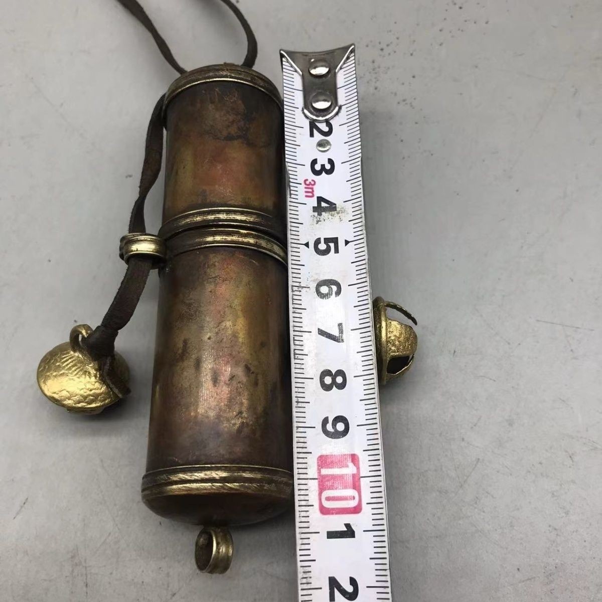 Handmade Tibetan Copper Box Vintage Cylindrical Storage Container Retro Decor