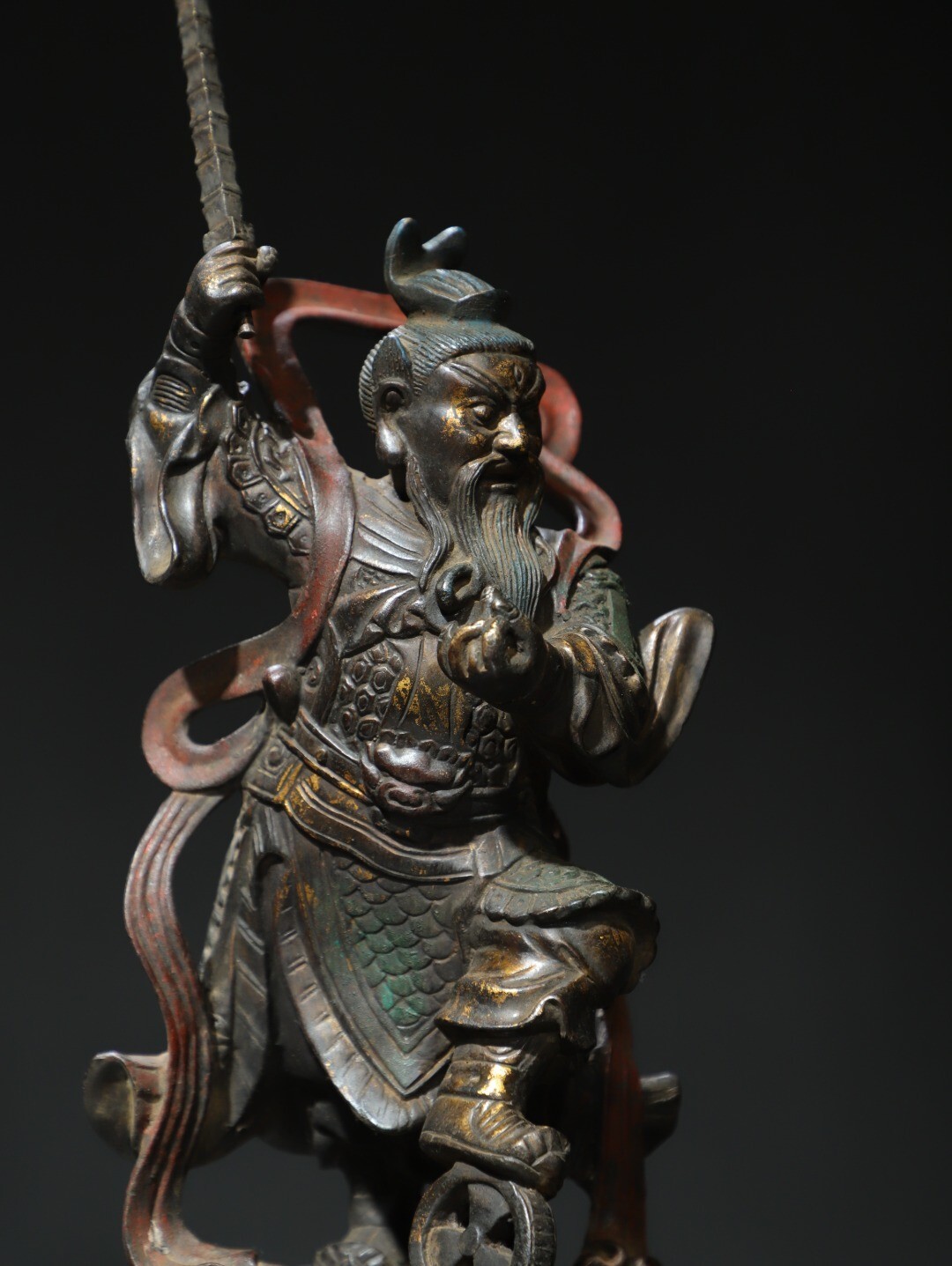 Home worship of religious bronze and gold statue of Wang Lingguan