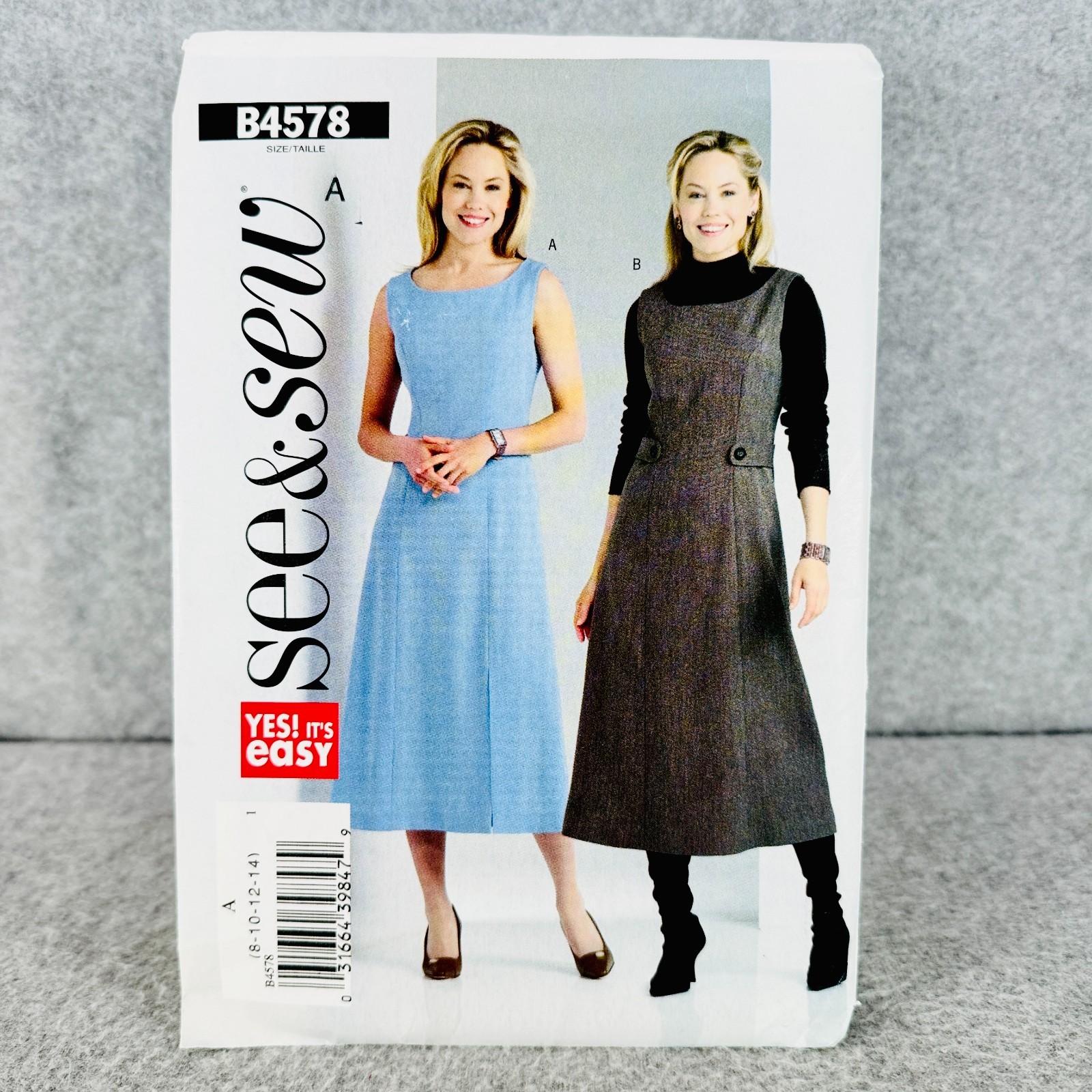 Butterick 4578 Sleeveless Dress Midi Length Misses Size 8 14 Sewing Pattern Easy