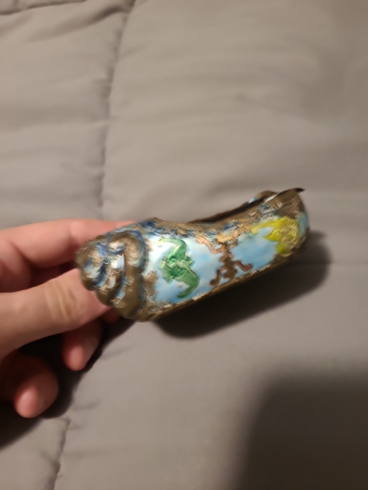 VINTAGE COLORFUL ENAMELS ON BRASS MINI SHOE ASHTRAY