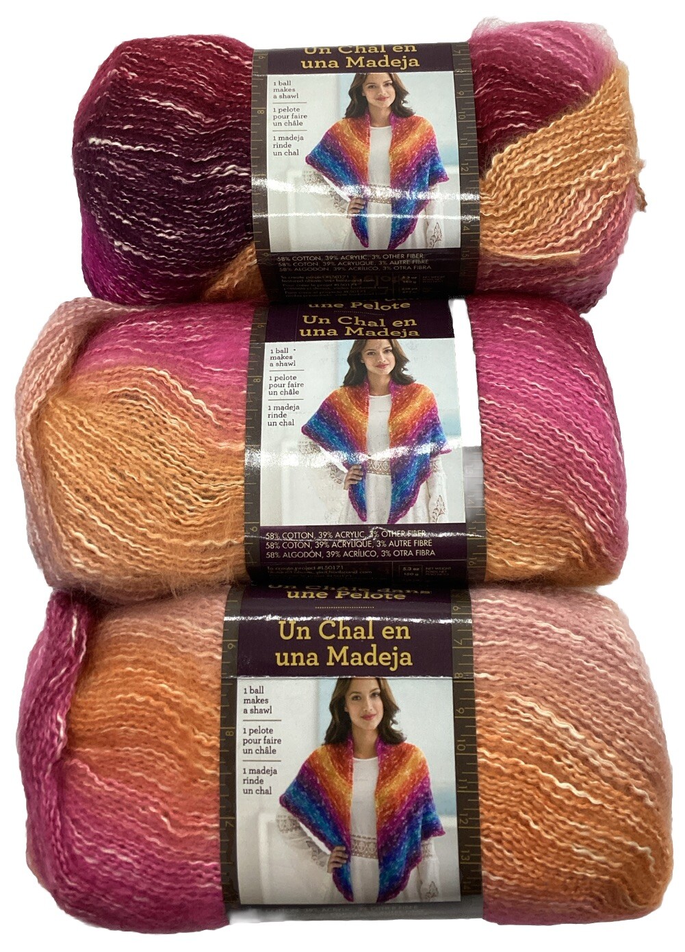 Lion Brand Shawl in a Ball Yarn “Community Coral” 3 Skeins #350