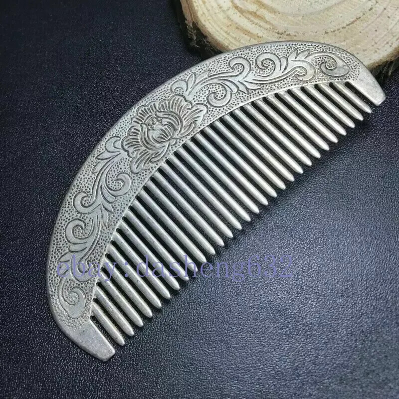 Chinese old Carving Carved silver comb