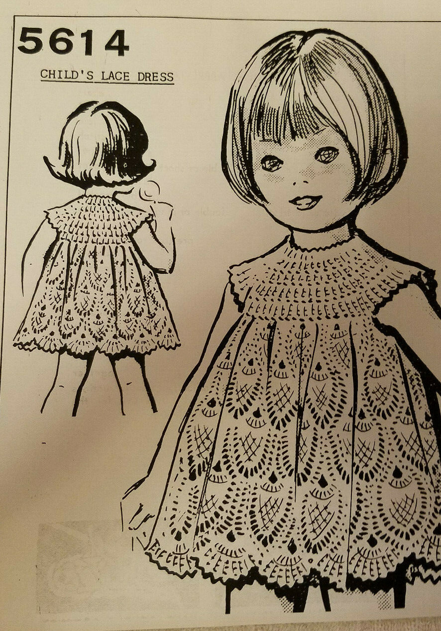 5614 Child’s Lace Dress Pattern to Crochet (Reproduction) 2 and 4 years size