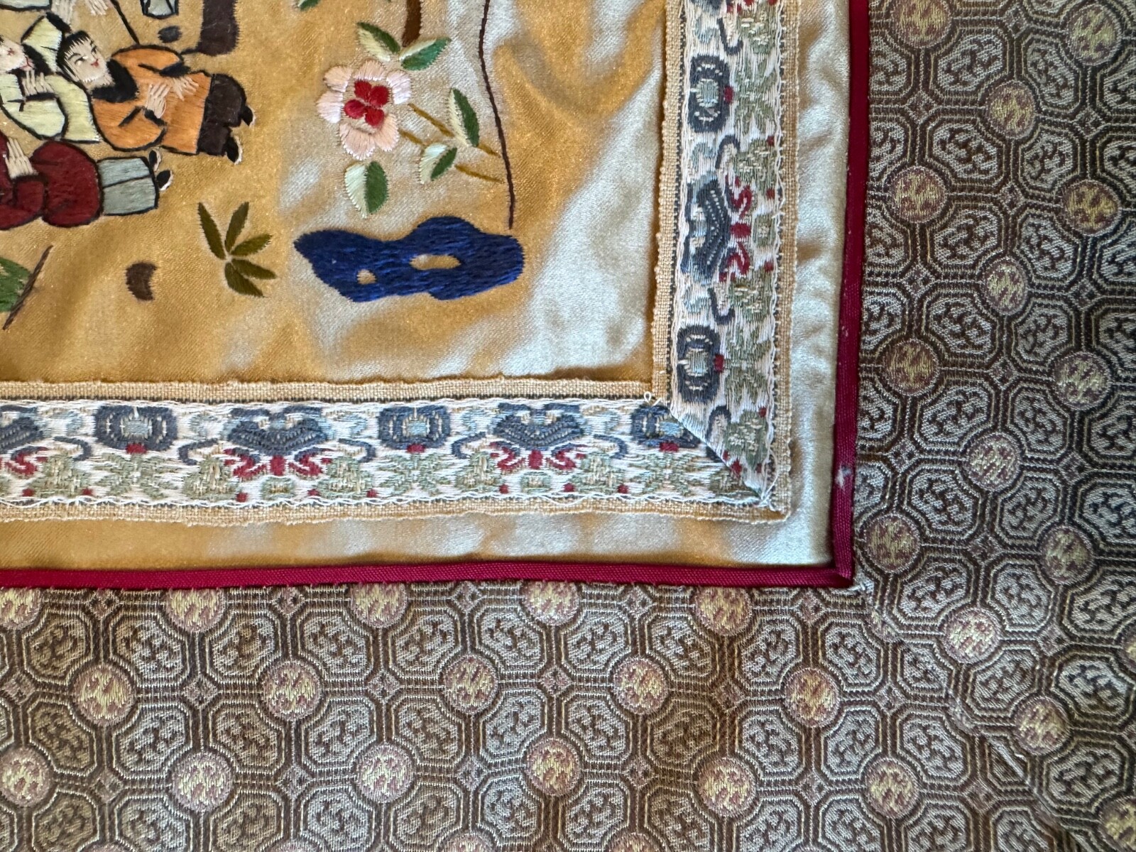 Vintage Chinese Silk Embroidered Textile 100 Children Design