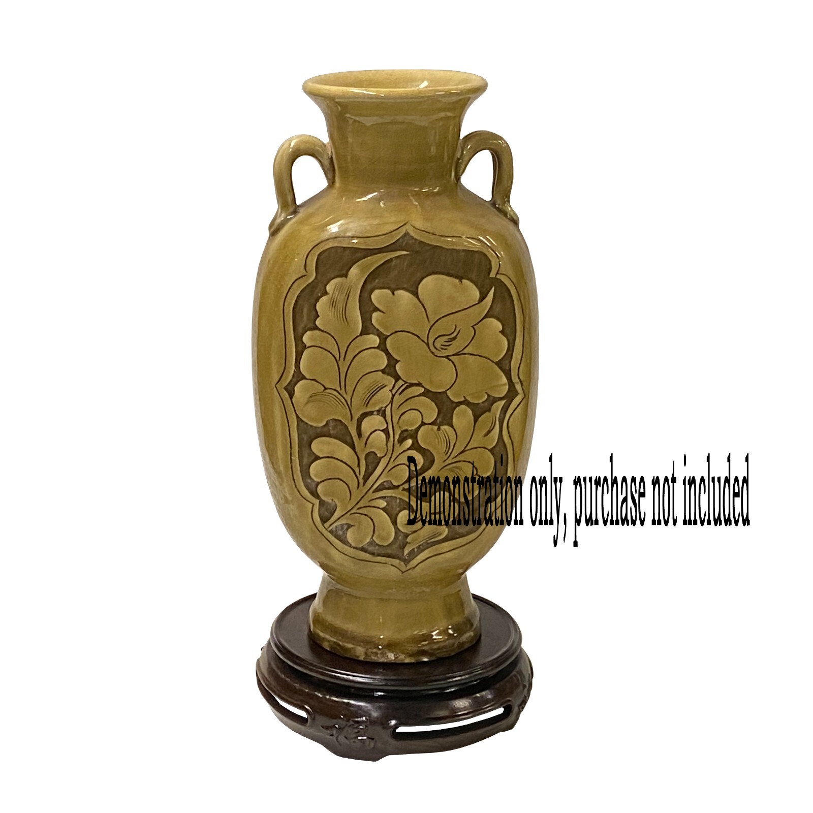 3.75″ Oriental Fok Character Brown Wood Round Table Top Stand Riser ws2869B