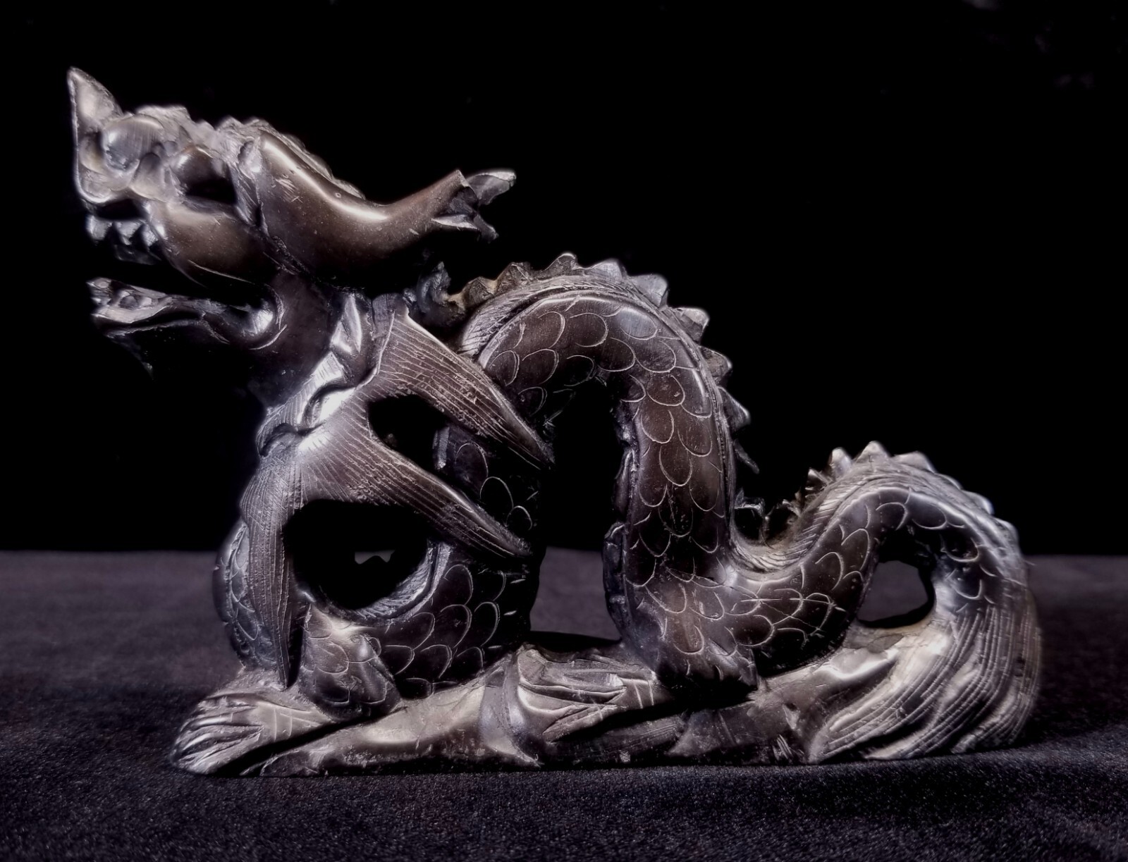3 Vtg Chinese Items Soapstone Dragon Ching Dynasty Ceramic Trinket Box Sm Dish