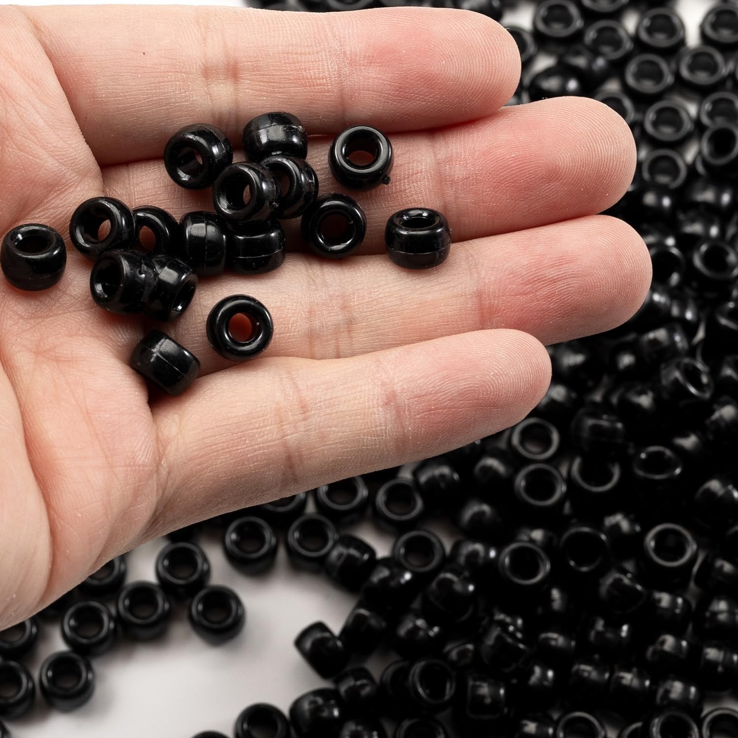1000 Pcs Acrylic Black Pony Beads 6x9mm Large Hole Pen Hair Kandi Beads Bulk fo