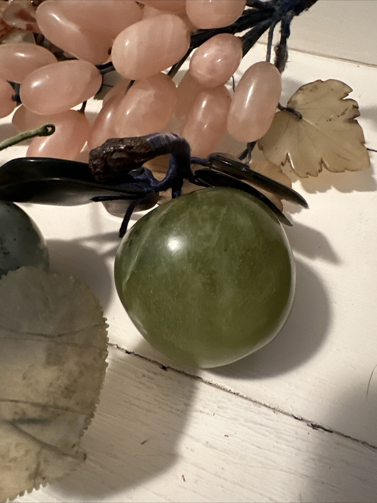 Group Chinese Carved Jade, Agate, Rose Quartz Gemstone Flowers Fruits Vegetables