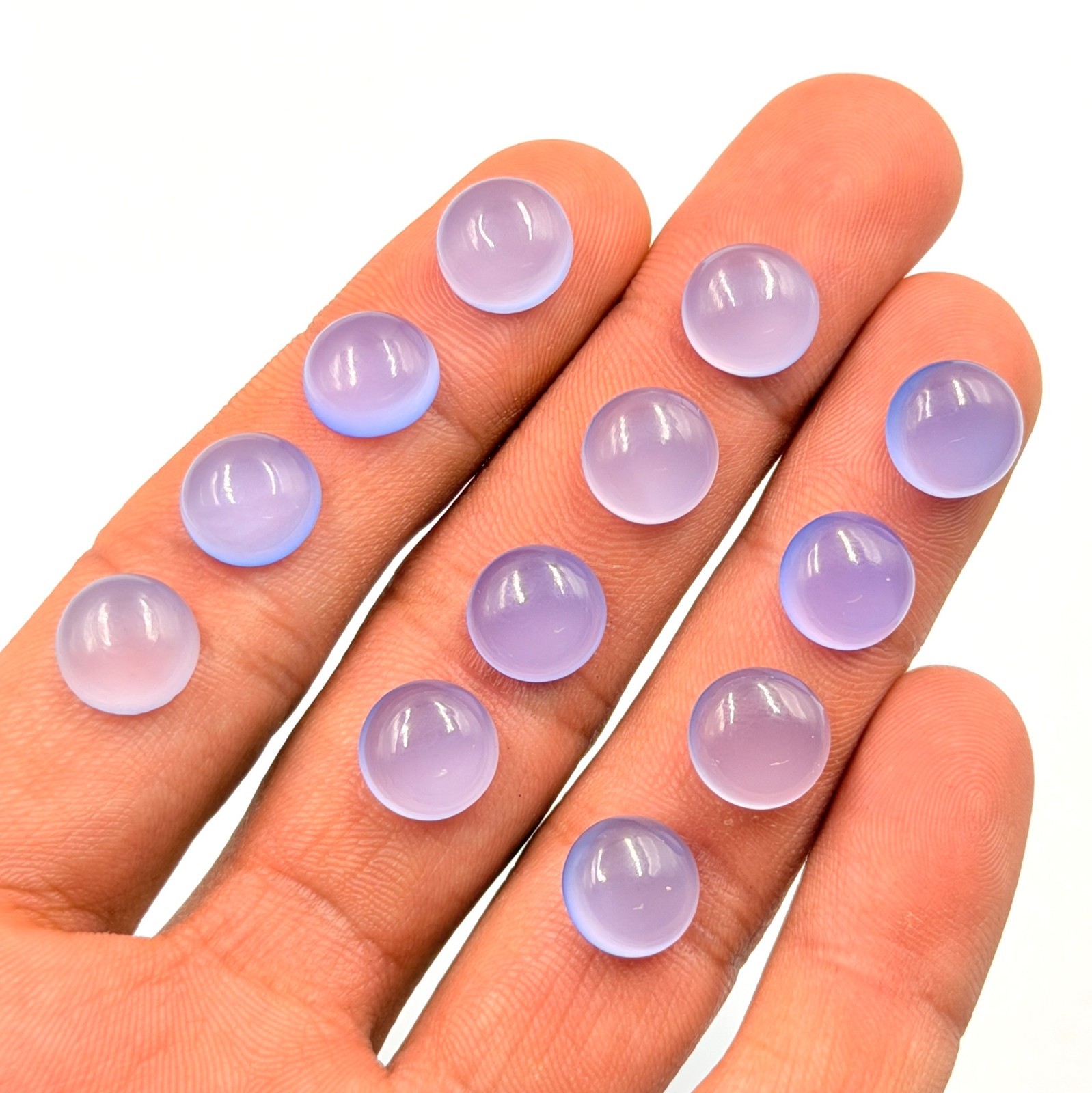 Natural Lavender Chalcedony Round Cabochon Loose Calibrated Gemstone 3MM TO 15MM