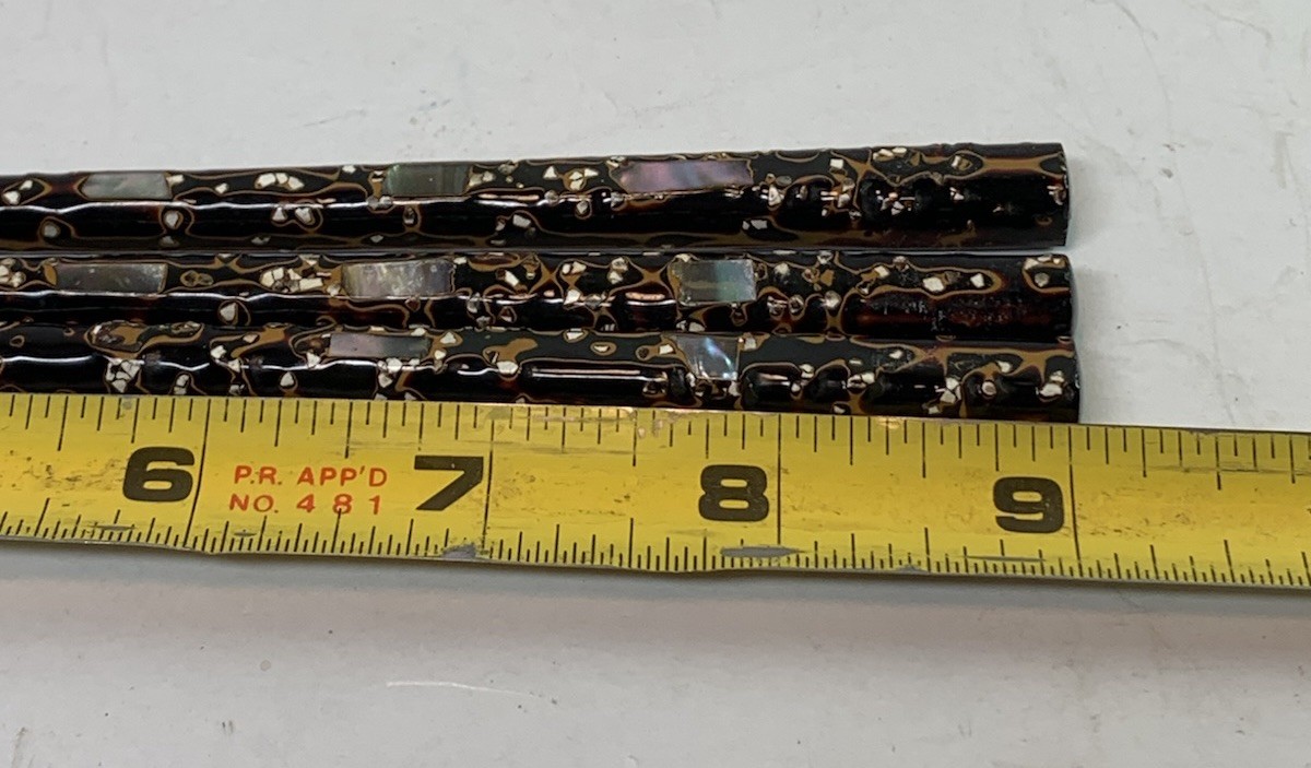 Vintage Japanese Wakasa Laquer Chopsticks Set Plus 1 Mother Of Pearl Inlay